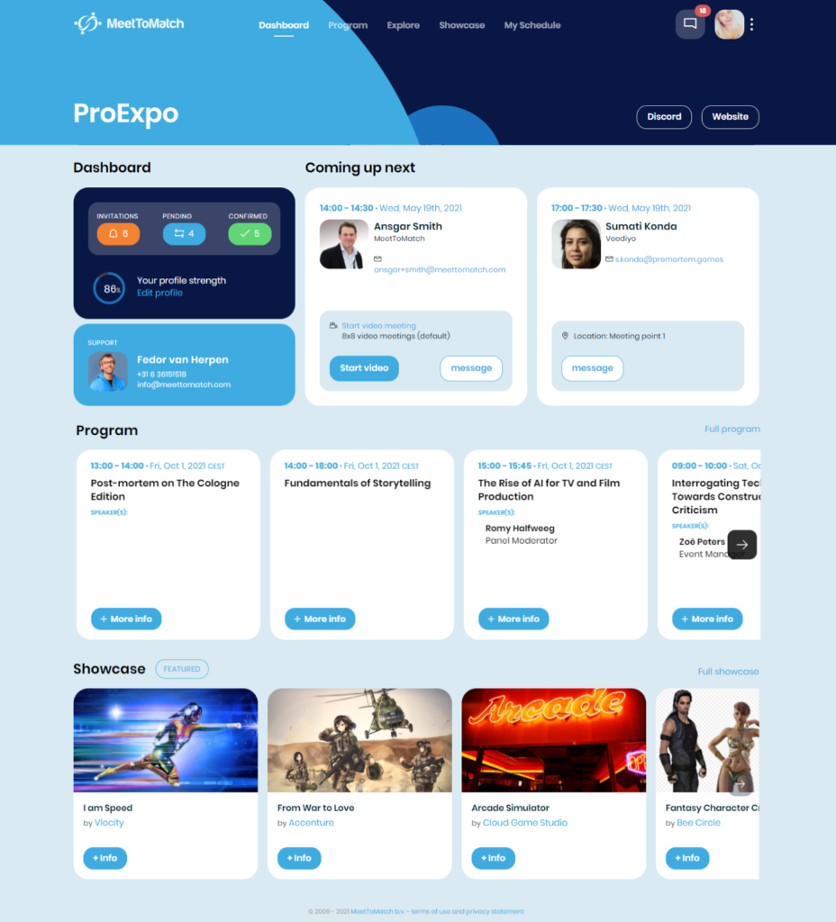 Dashboard upcoming-program-showcase